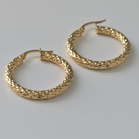 Textured gold hoops
